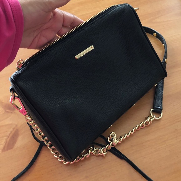 NWOT Rebecca Minkoff genuine leather black/Gold crossbody - Picture 2 of 4